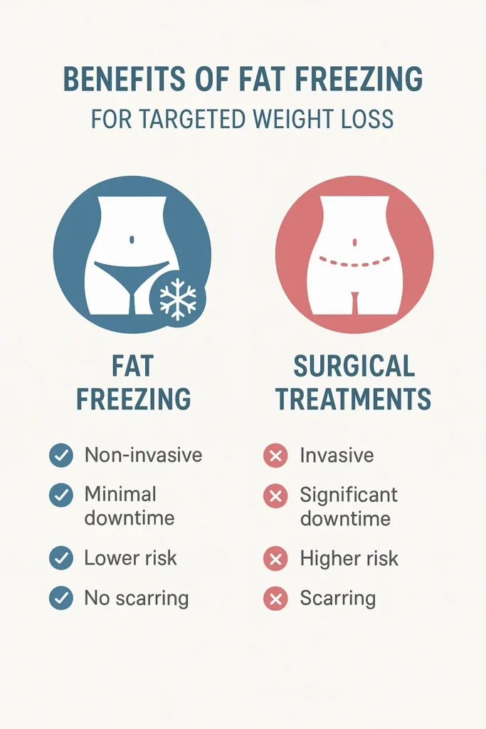 graphic showing the benefits of fat freezing Brighton