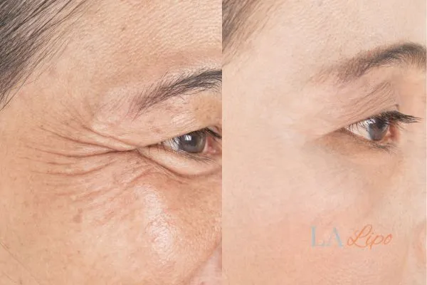 Before and after results of woman - HI-fu wrinkles reduction treatment Brighton