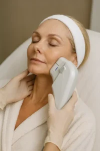 Woman receiving HIFU non surgical facelift treatment Brighton
