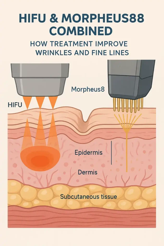 Diagram showing HIFU & Morpeus8 Brighton and the benefits for reduction in wrinkles and fine lines
